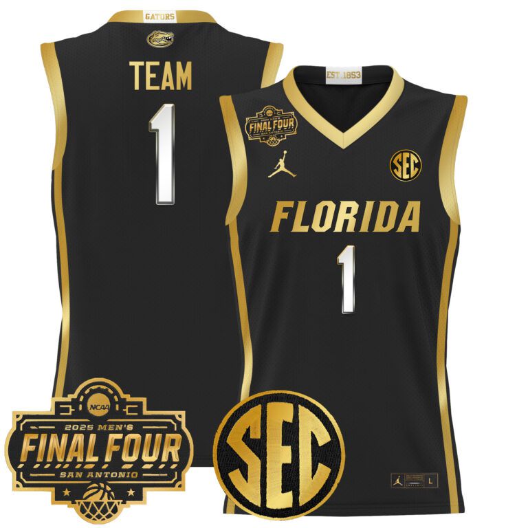Men Florida Gators #1 Team black 2025 Final Four Patch NCAA Jerseys->ncaa teams->NCAA Jersey